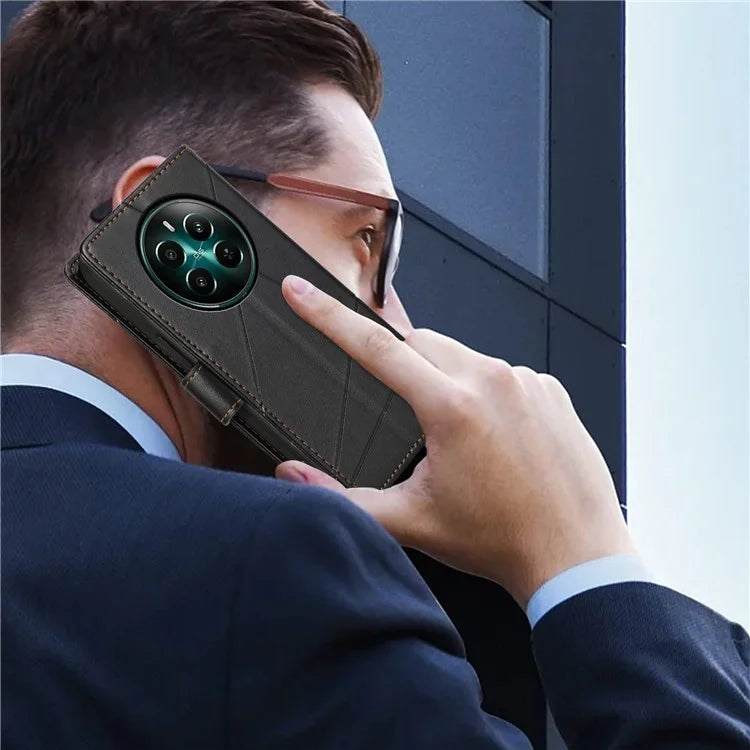 DF-06 For Realme 12+ 5G / Narzo 70 Pro 5G Case Line Imprint Wallet Cover Wholesale Cell Phone Accessories