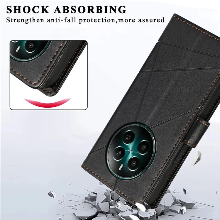 DF-06 For Realme 12+ 5G / Narzo 70 Pro 5G Case Line Imprint Wallet Cover Wholesale Cell Phone Accessories