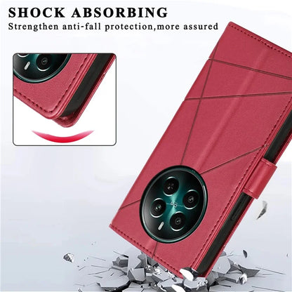 DF-06 For Realme 12+ 5G / Narzo 70 Pro 5G Case Line Imprint Wallet Cover Wholesale Cell Phone Accessories