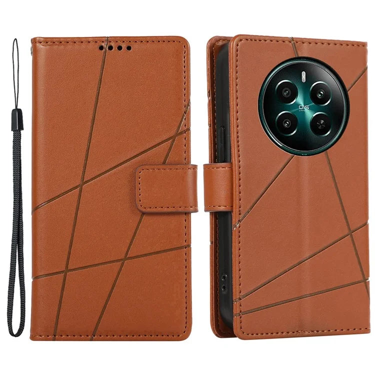 DF-06 For Realme 12+ 5G / Narzo 70 Pro 5G Case Line Imprint Wallet Cover Wholesale Cell Phone Accessories
