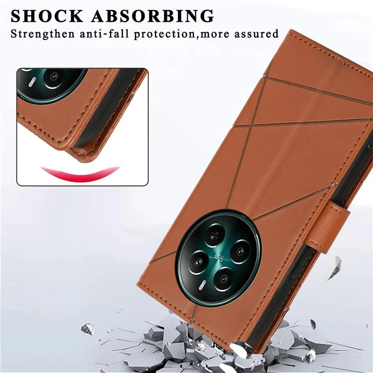 DF-06 For Realme 12+ 5G / Narzo 70 Pro 5G Case Line Imprint Wallet Cover Wholesale Cell Phone Accessories