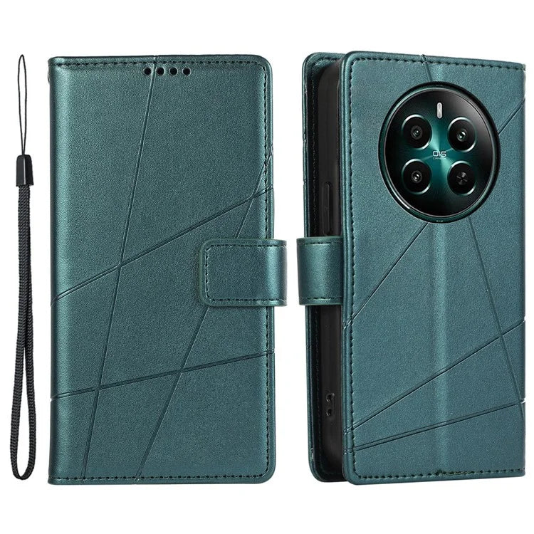 DF-06 For Realme 12+ 5G / Narzo 70 Pro 5G Case Line Imprint Wallet Cover Wholesale Cell Phone Accessories