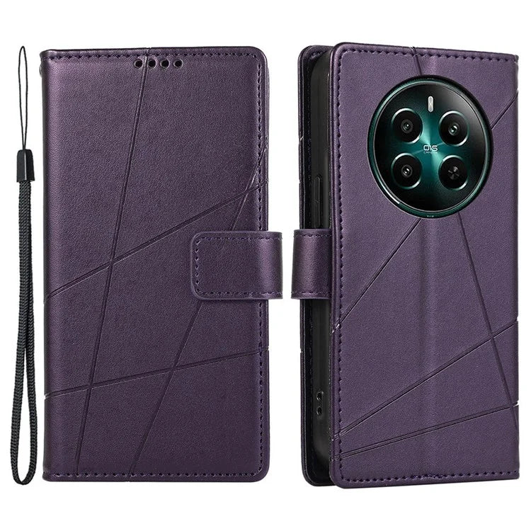 DF-06 For Realme 12+ 5G / Narzo 70 Pro 5G Case Line Imprint Wallet Cover Wholesale Cell Phone Accessories
