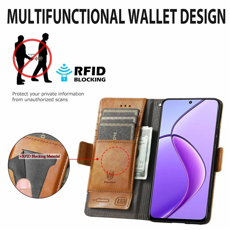 CASENEO 002 Series For Realme 12 5G Wallet Case Splicing Leather Phone Cases Wholesale