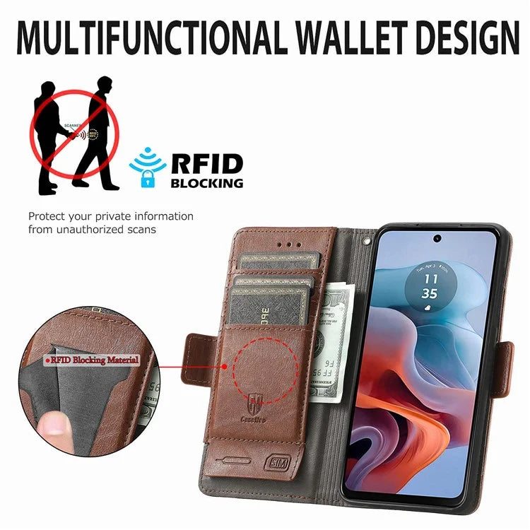 CASENEO 002 Series For Motorola Moto G34 5G Phone Cases Wholesale Splicing Leather Wallet Cover