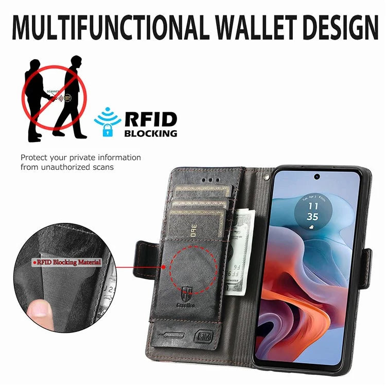 CASENEO 002 Series For Motorola Moto G34 5G Phone Cases Wholesale Splicing Leather Wallet Cover