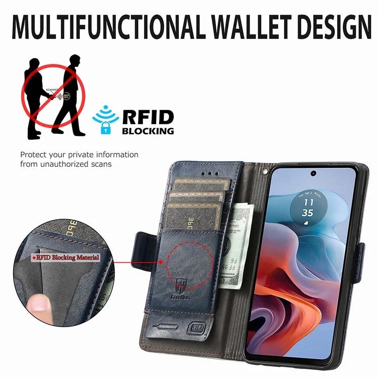 CASENEO 002 Series For Motorola Moto G34 5G Phone Cases Wholesale Splicing Leather Wallet Cover