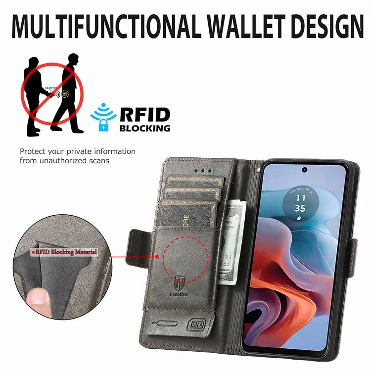 CASENEO 002 Series For Motorola Moto G34 5G Phone Cases Wholesale Splicing Leather Wallet Cover