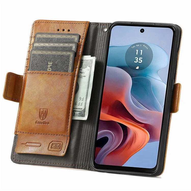 CASENEO 002 Series For Motorola Moto G34 5G Phone Cases Wholesale Splicing Leather Wallet Cover