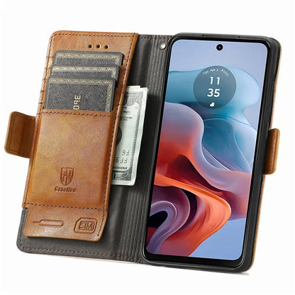 CASENEO 002 Series For Motorola Moto G34 5G Phone Cases Wholesale Splicing Leather Wallet Cover