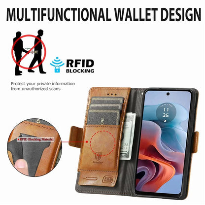 CASENEO 002 Series For Motorola Moto G34 5G Phone Cases Wholesale Splicing Leather Wallet Cover