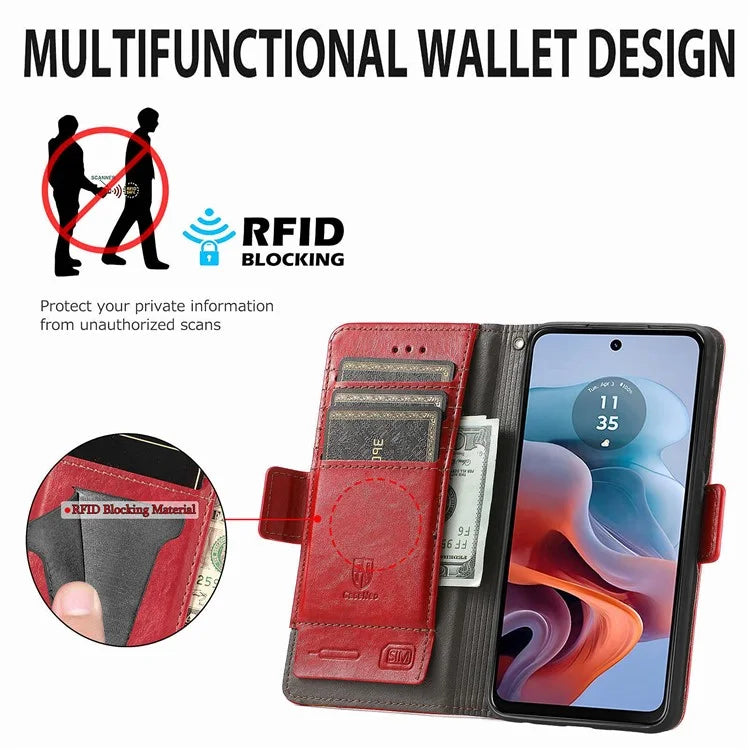 CASENEO 002 Series For Motorola Moto G34 5G Phone Cases Wholesale Splicing Leather Wallet Cover