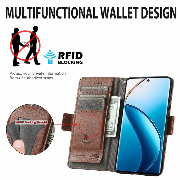 CASENEO 002 Series For Realme 12 Pro 5G / 12 Pro+ 5G Case Splicing Leather Wallet Phone Cover