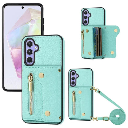 DF-09 Wallet Case for Samsung Galaxy A35 5G Scratch Resistant Crossbody Card Holder Cover