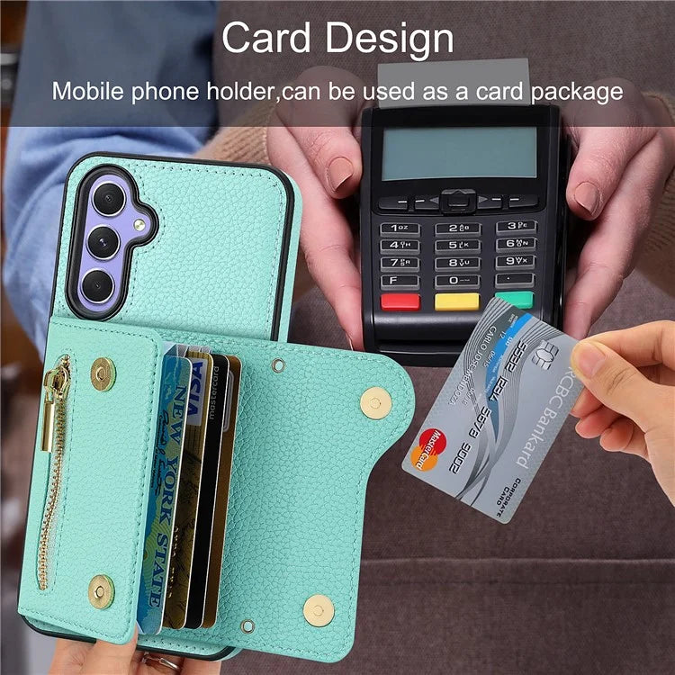 DF-09 Wallet Case for Samsung Galaxy A35 5G Scratch Resistant Crossbody Card Holder Cover