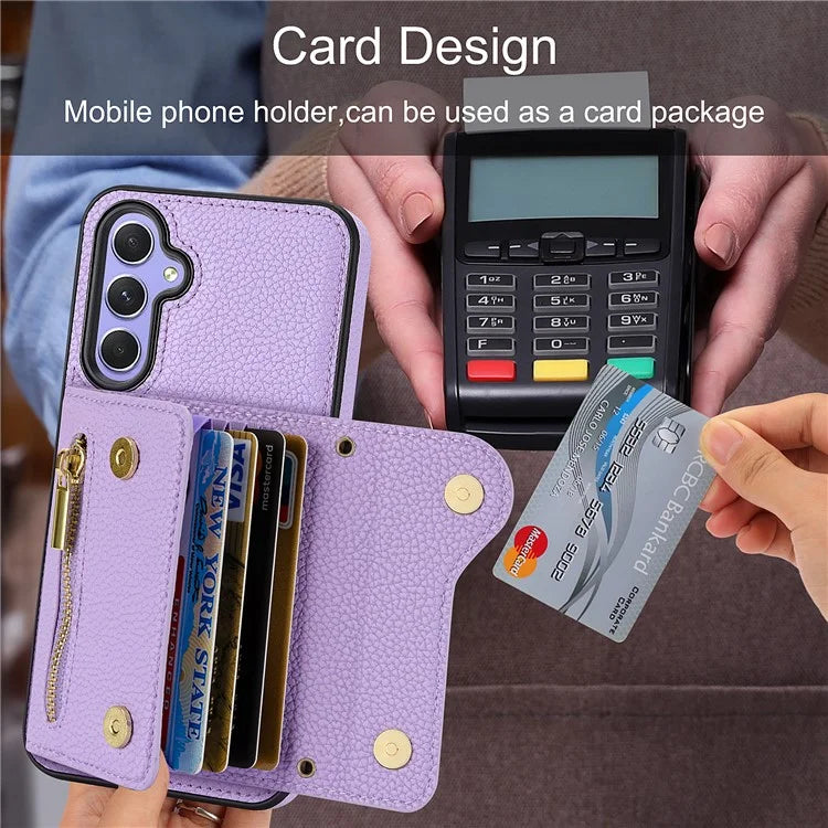 DF-09 Wallet Case for Samsung Galaxy A35 5G Scratch Resistant Crossbody Card Holder Cover