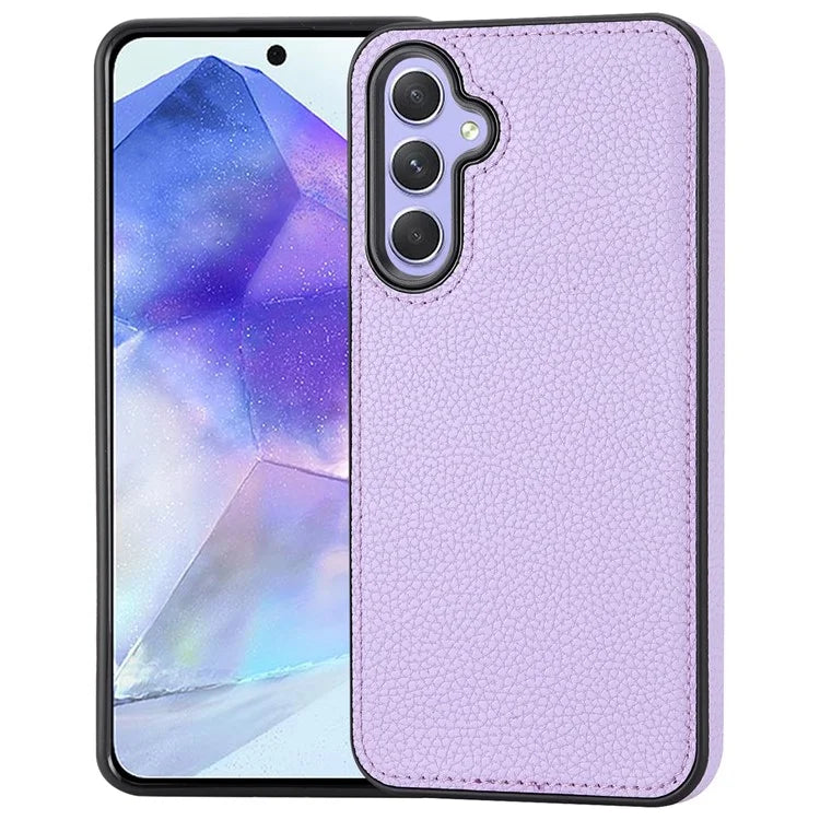 For Samsung Galaxy A55 5G Lychee Texture Phone Case Shockproof Leather+TPU Cover