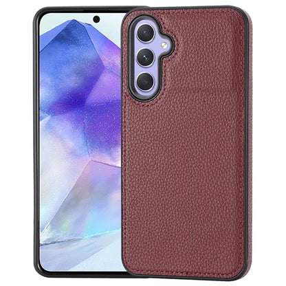 For Samsung Galaxy A55 5G Lychee Texture Phone Case Shockproof Leather+TPU Cover