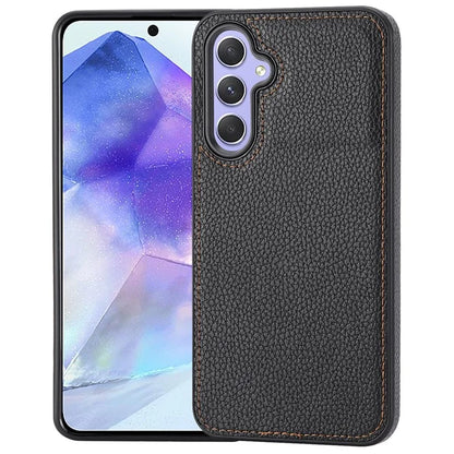 For Samsung Galaxy A55 5G Lychee Texture Phone Case Shockproof Leather+TPU Cover