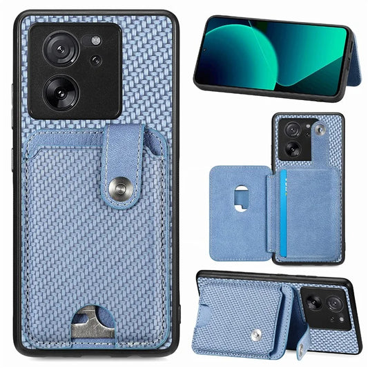 Style B C1-06 For Xiaomi 13T /  13T Pro / Redmi K60 Ultra Case PU+TPU Carbon Fiber Texture Card Holder Phone Cover
