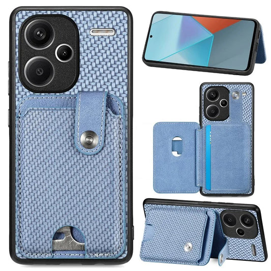 C1-06 For Xiaomi Redmi Note 13 Pro+ 5G Case Carbon Fiber Texture Phone Back Cover with Card Knife Tool