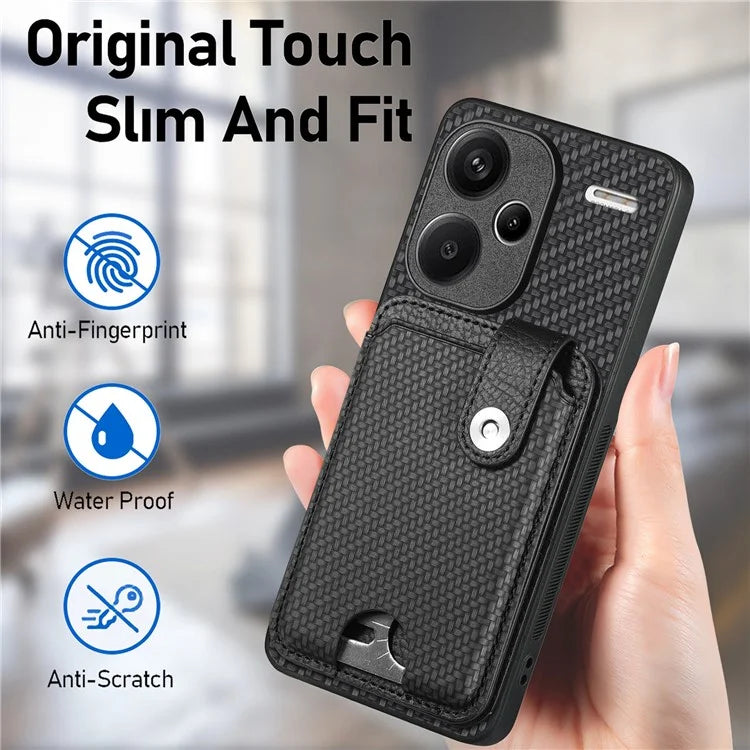 C1-06 For Xiaomi Redmi Note 13 Pro+ 5G Case Carbon Fiber Texture Phone Back Cover with Card Knife Tool