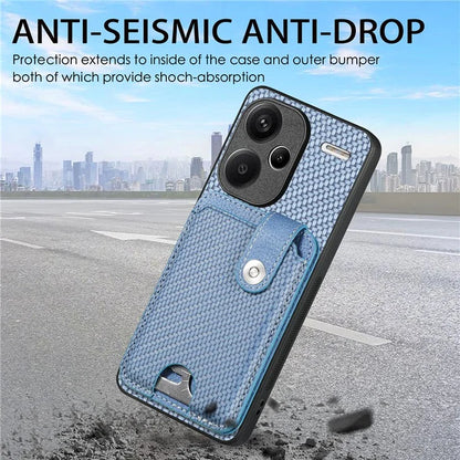 C1-06 For Xiaomi Redmi Note 13 Pro+ 5G Case Carbon Fiber Texture Phone Back Cover with Card Knife Tool