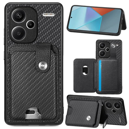 C1-06 For Xiaomi Redmi Note 13 Pro+ 5G Case Carbon Fiber Texture Phone Back Cover with Card Knife Tool