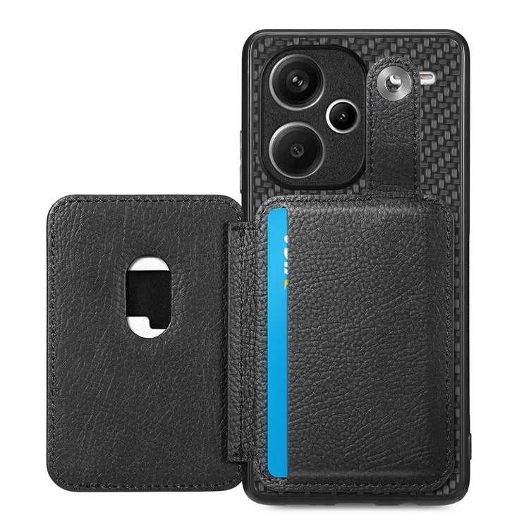 C1-06 For Xiaomi Redmi Note 13 Pro+ 5G Case Carbon Fiber Texture Phone Back Cover with Card Knife Tool