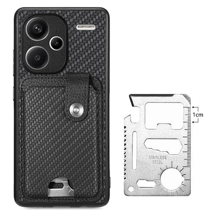 C1-06 For Xiaomi Redmi Note 13 Pro+ 5G Case Carbon Fiber Texture Phone Back Cover with Card Knife Tool