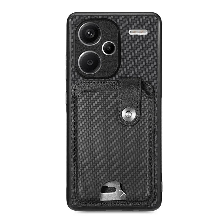 C1-06 For Xiaomi Redmi Note 13 Pro+ 5G Case Carbon Fiber Texture Phone Back Cover with Card Knife Tool