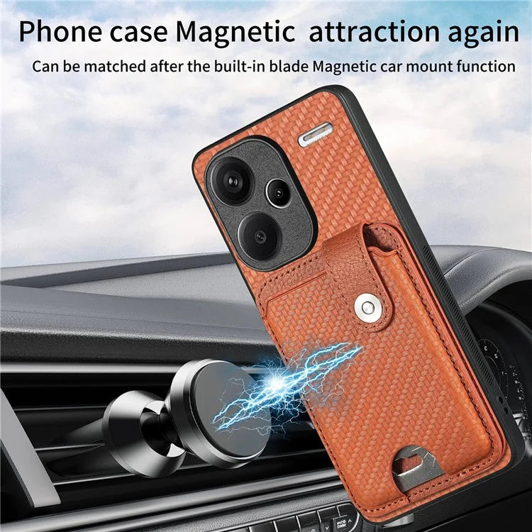 C1-06 For Xiaomi Redmi Note 13 Pro+ 5G Case Carbon Fiber Texture Phone Back Cover with Card Knife Tool