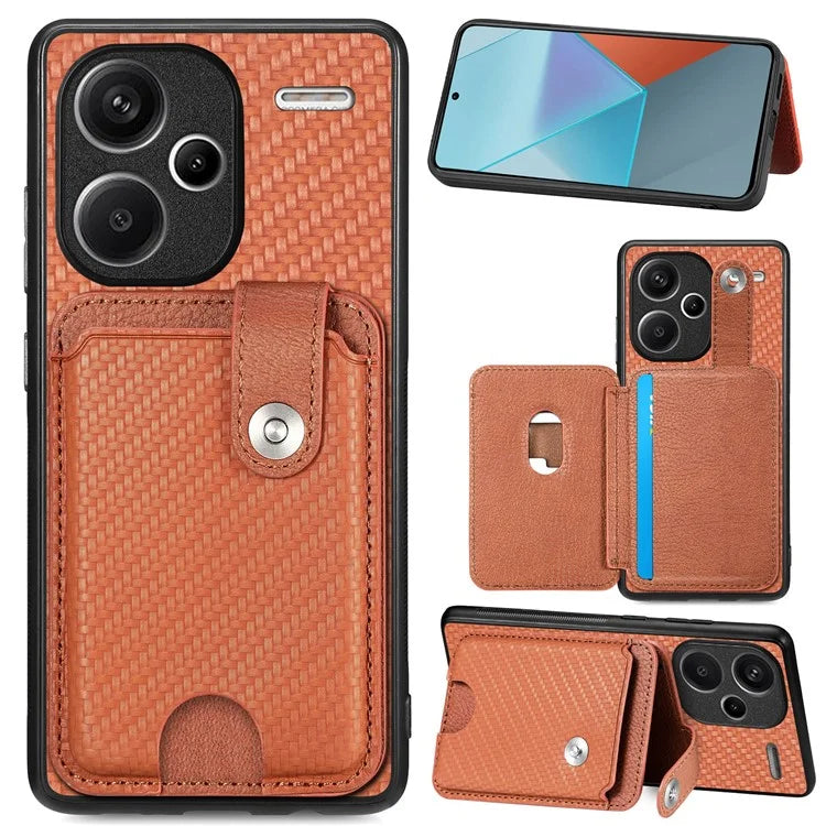 C1-06 For Xiaomi Redmi Note 13 Pro+ 5G Case Carbon Fiber Texture Phone Back Cover with Card Knife Tool