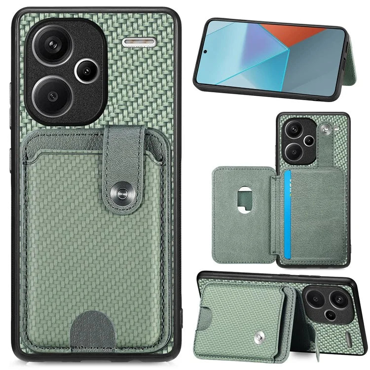 C1-06 For Xiaomi Redmi Note 13 Pro+ 5G Case Carbon Fiber Texture Phone Back Cover with Card Knife Tool