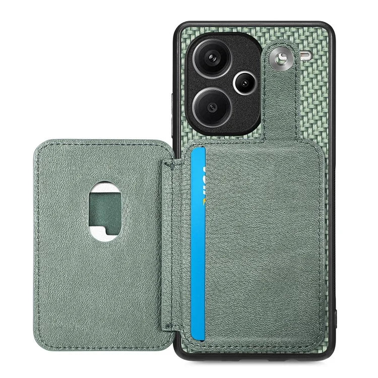 C1-06 For Xiaomi Redmi Note 13 Pro+ 5G Case Carbon Fiber Texture Phone Back Cover with Card Knife Tool