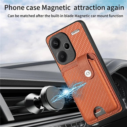 C1-06 For Xiaomi Redmi Note 13 Pro+ 5G Case Carbon Fiber Texture Phone Back Cover with Card Knife Tool
