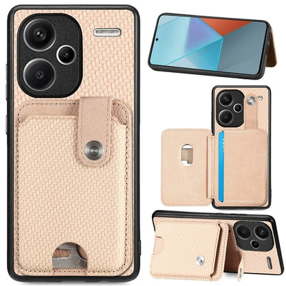 C1-06 For Xiaomi Redmi Note 13 Pro+ 5G Case Carbon Fiber Texture Phone Back Cover with Card Knife Tool