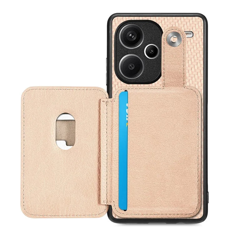 C1-06 For Xiaomi Redmi Note 13 Pro+ 5G Case Carbon Fiber Texture Phone Back Cover with Card Knife Tool