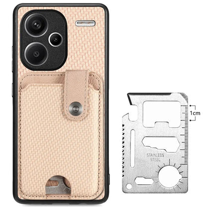 C1-06 For Xiaomi Redmi Note 13 Pro+ 5G Case Carbon Fiber Texture Phone Back Cover with Card Knife Tool
