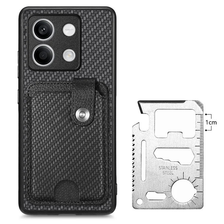 C1-06 For Xiaomi Redmi Note 13 4G Case Leather Coated Anti-drop Phone Cover with Card Knife Tool