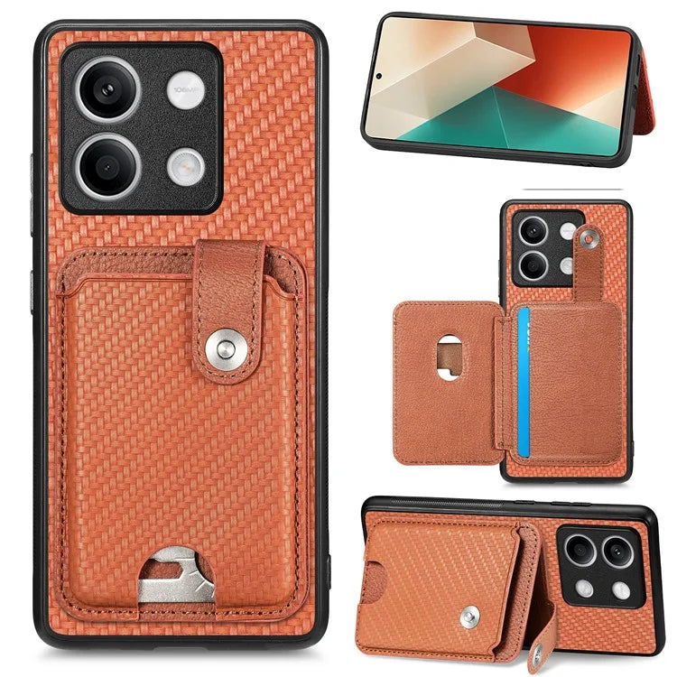 C1-06 For Xiaomi Redmi Note 13 4G Case Leather Coated Anti-drop Phone Cover with Card Knife Tool