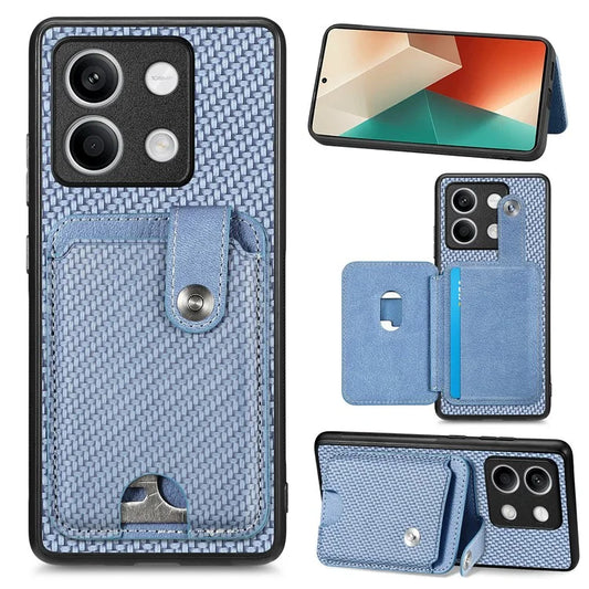 C1-06 For Xiaomi Redmi Note 13 5G Phone Case Carbon Fiber Texture Protection Cover with Card Knife Tool