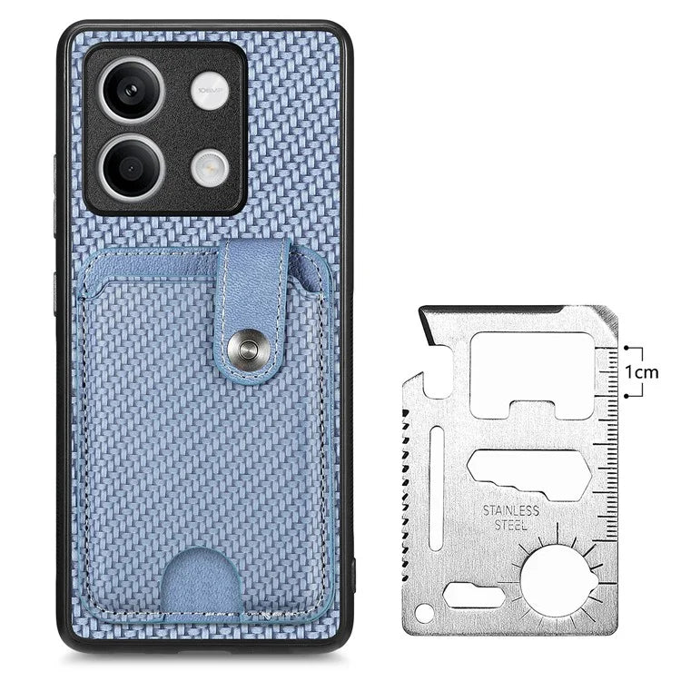 C1-06 For Xiaomi Redmi Note 13 5G Phone Case Carbon Fiber Texture Protection Cover with Card Knife Tool