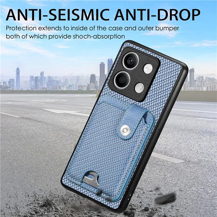 C1-06 For Xiaomi Redmi Note 13 5G Phone Case Carbon Fiber Texture Protection Cover with Card Knife Tool