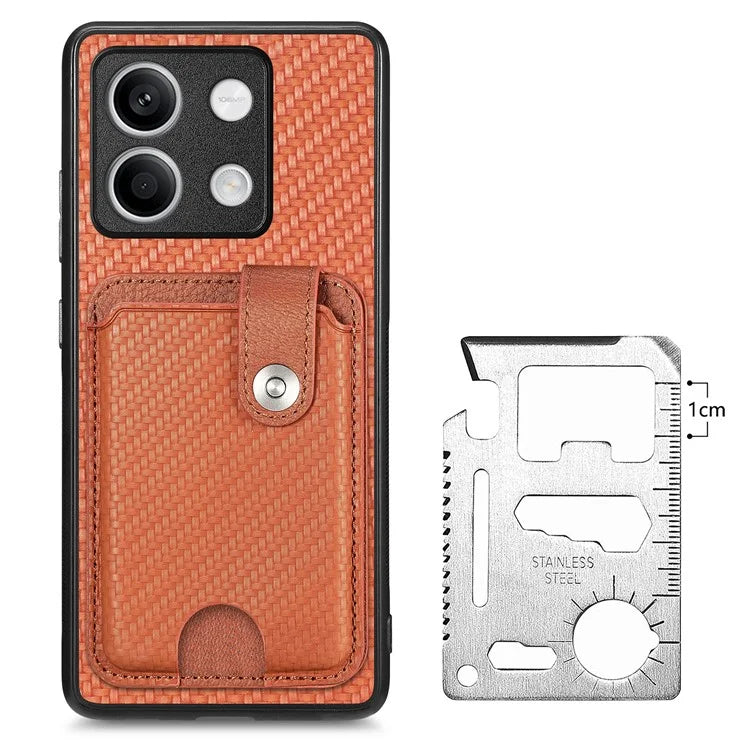 C1-06 For Xiaomi Redmi Note 13 5G Phone Case Carbon Fiber Texture Protection Cover with Card Knife Tool