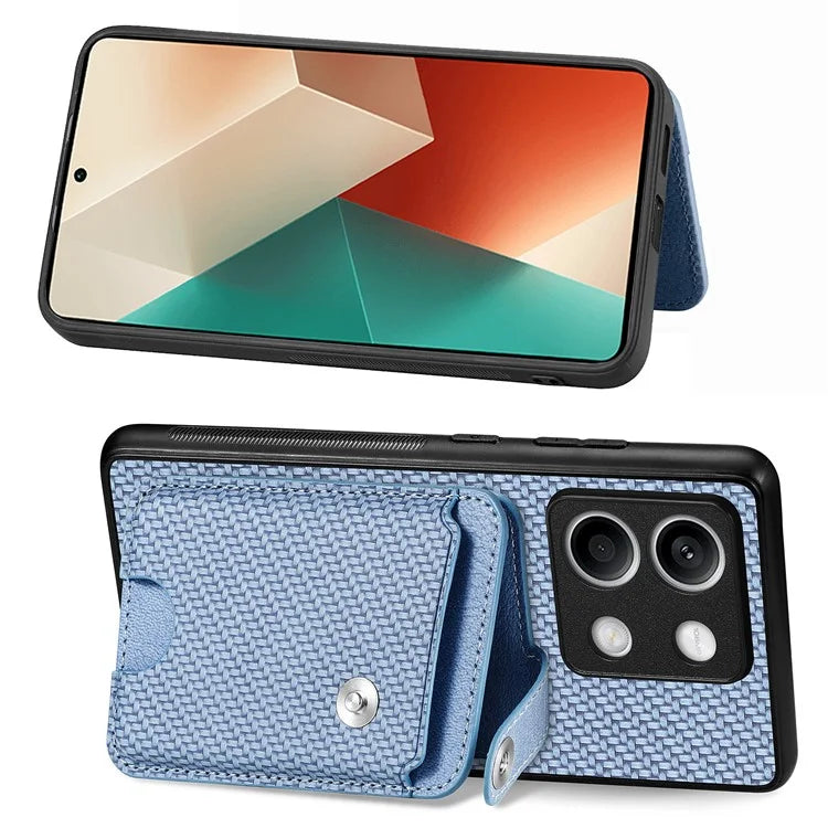 C1-06 For Xiaomi Redmi Note 13 5G Phone Case Carbon Fiber Texture Protection Cover with Card Knife Tool