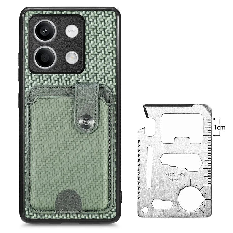 C1-06 For Xiaomi Redmi Note 13 5G Phone Case Carbon Fiber Texture Protection Cover with Card Knife Tool