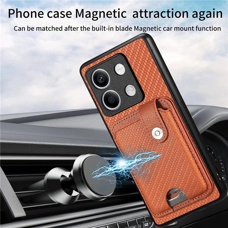 C1-06 For Xiaomi Redmi Note 13 5G Phone Case Carbon Fiber Texture Protection Cover with Card Knife Tool