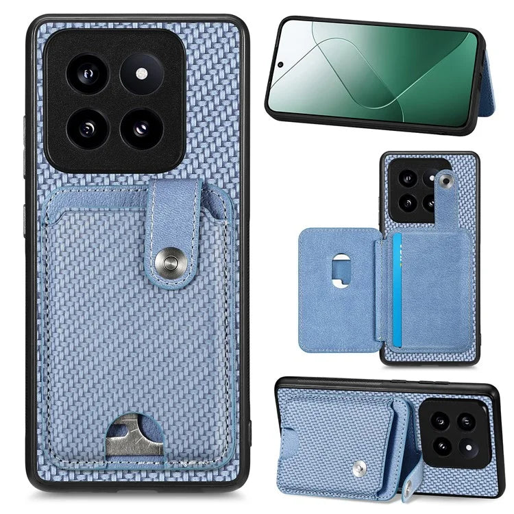C1-06 For Xiaomi 14 Pro Case Kickstand Card Holder Phone Back Cover with Card Knife Tool