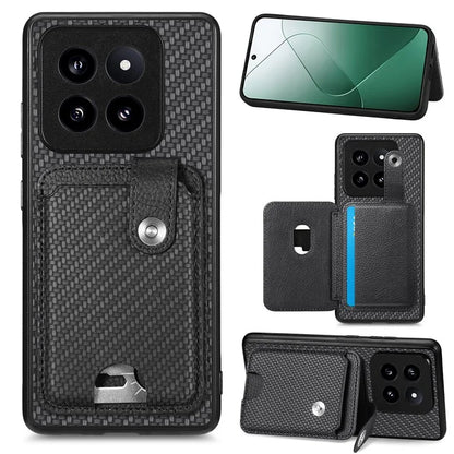 C1-06 For Xiaomi 14 Pro Case Kickstand Card Holder Phone Back Cover with Card Knife Tool
